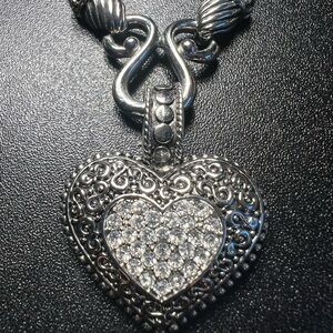 Lia Sophia Love Dust Cut Crystal Silver Tone Double Wheat Chain Necklace EUC